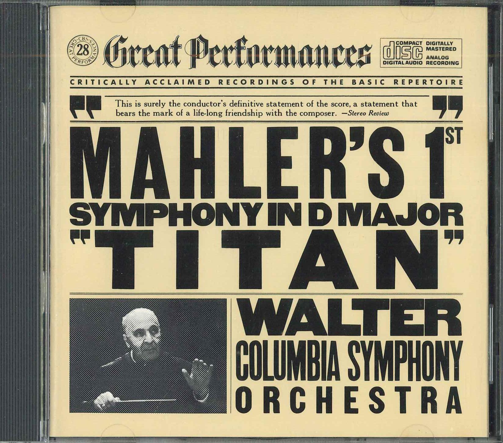 

CD BRUNO WALTER - Mahler , Symphony No.1 MYK37235 CBS US Classical Used