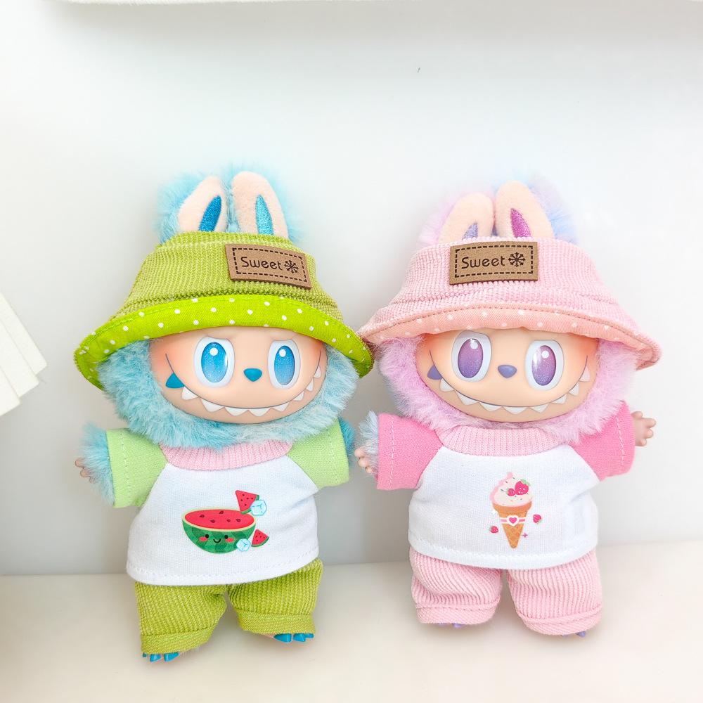 For Labubu Doll Clothing Set Hat 17cm V1V2V3 Doll Clothes Shoes DIY Accessories Training Sitting Party Games Toys Gifts