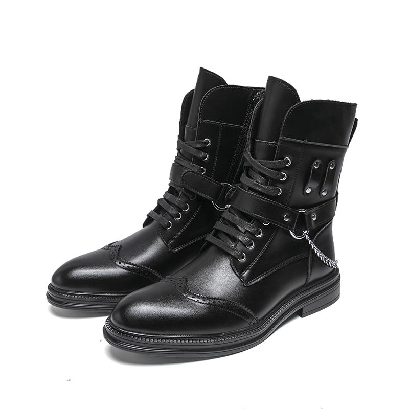 Luxus Designermode Neue Herren Rock Punk Gürtelschnalle Westwärts Knöchelboots Botas Motorradschuhe Zapatos Hombre