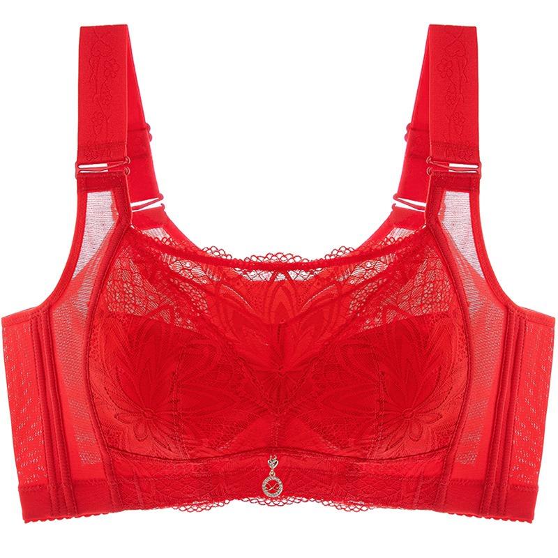 Women Thin Lace Backless No Wire Push Up Bra For Large Bust