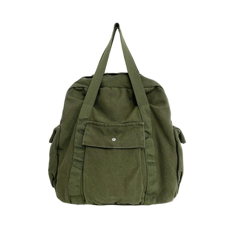 New canvas schoolbag, male and female college students, junior high school backpack, portable washed leisure travel backpack