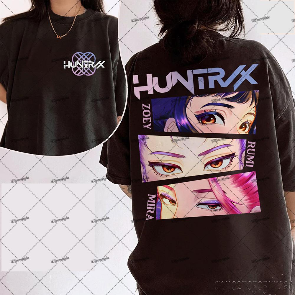 KPop Demon Hunters Huntrix Tshirts For Women Summer New Movie Pattern Short Sleeve Tshirts Oversized YK Street Tops S