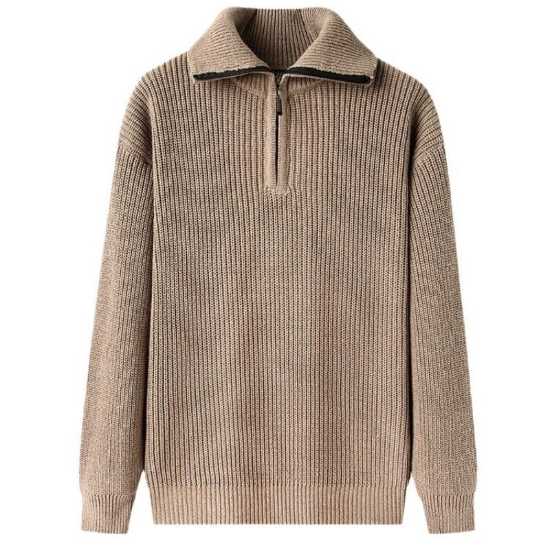 Men's Thick Half Zip Polo Collar Knit Sweater