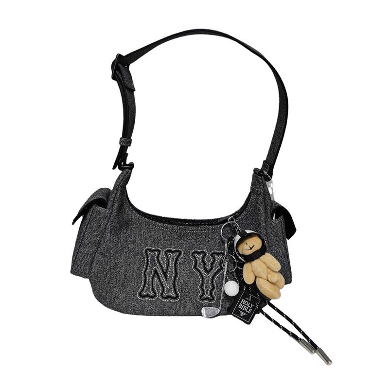 MLB New York Yankees Artificial Leather Shoulder Bag, Hot Girl Bag Unisex Casual 3ABQM034N-50BKS