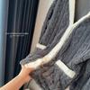 Pijamas acolchados gruesos y cálidos para mujer, ropa exterior informal cómoda para otoño e invierno, ropa de hogar holgada de terciopelo coral con rayas sólidas