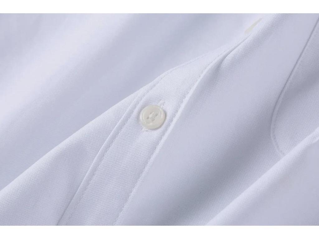 TB JL Haut Court en Tissu Oxford pour Femme - Style Collège, Ventre Découvert, Manches Longues, Chemise Taille Haute