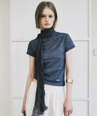 Nigaennikol Sheer Denim Mood Top_Blue
