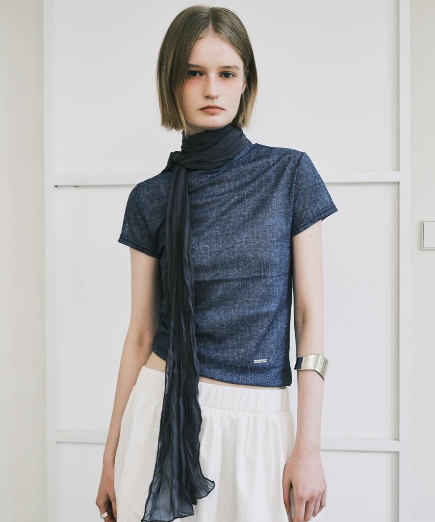 Nigaennikol Sheer Denim Mood Top_Blue