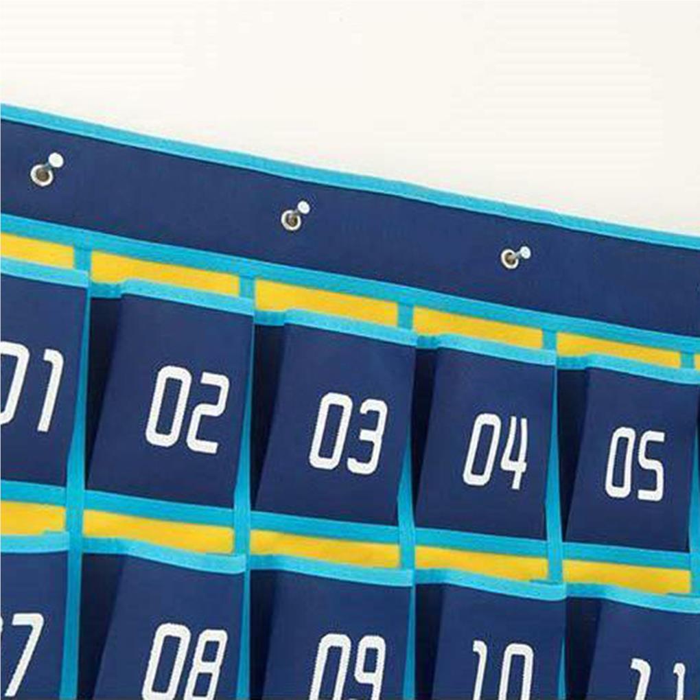 Numbered Pocket Chart Over the Door Organizer Homeschool Supplies Classroom Decor Storage Bags for Cell Phones Calculator Holder