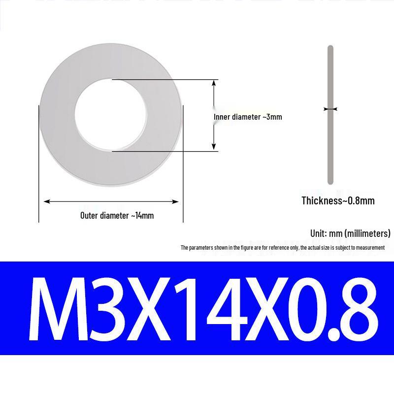 304 Stainless Steel Ultra-Thin Flat Washer, Thickness: 0.1/0.2/0.3/0.4/0.5 Mm, Sizes M1-M8