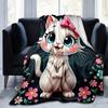 1pc Cute Cartoon Cat with Pink Bow Blanket - Seasonal Home Decor, Throw Blanket for All Seasons, for Decorating Your Own Sofa and Living Roo