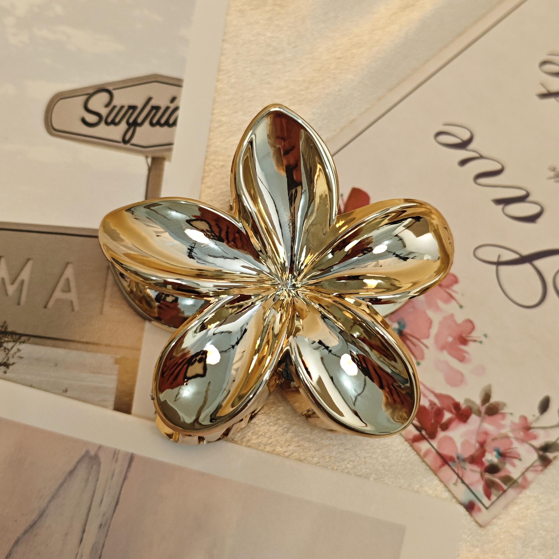 

1-4 шт. Модные заколки-крабы для волос в виде цветка для женщин, золотистого и серебристого цвета, большие заколки, заколка-акула для хвостика, головной убор, аксессуары для волос