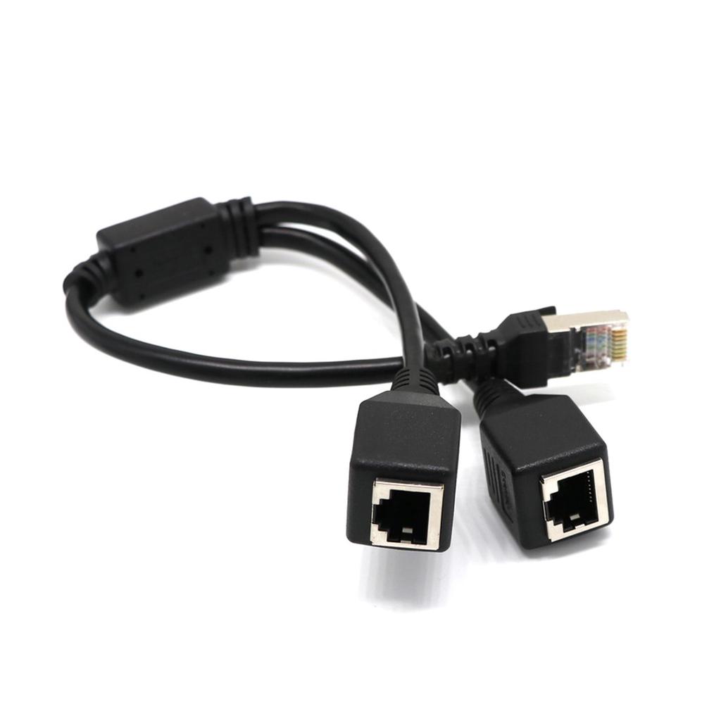 Cables New Black RJ45 Male to 2 Female Splitter Ethernet LAN Network Adapter Cable 24cm Cable Length: 24cm