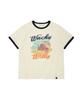 Wacky Willy Women'S Summer Graphic Ringer Semi-Over Short Sleeve T-Shirt Cream