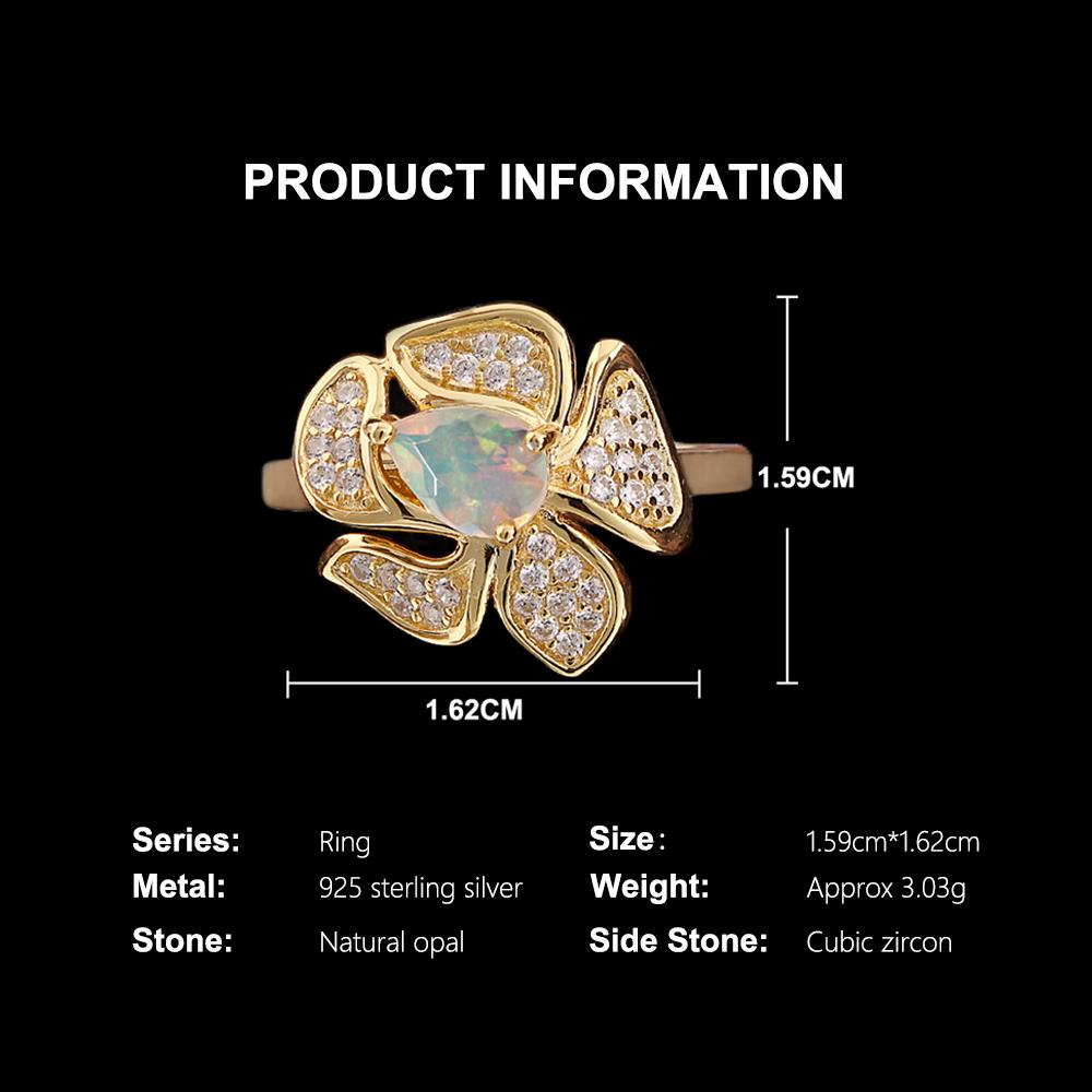 Cercei inel cu design floral opal etiopian natural pară 5*7mm argint sterling 925 set de bijuterii fine pentru banchetul femeilor cadou de petrecere