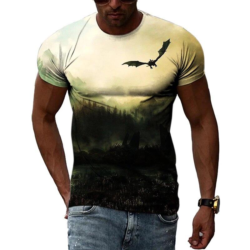 Fashion New Creative Cosmic Planet Graphic T Shirts Summer Men Casual Science Fiction Pattern Printed O-neck Short Sleeve Tops