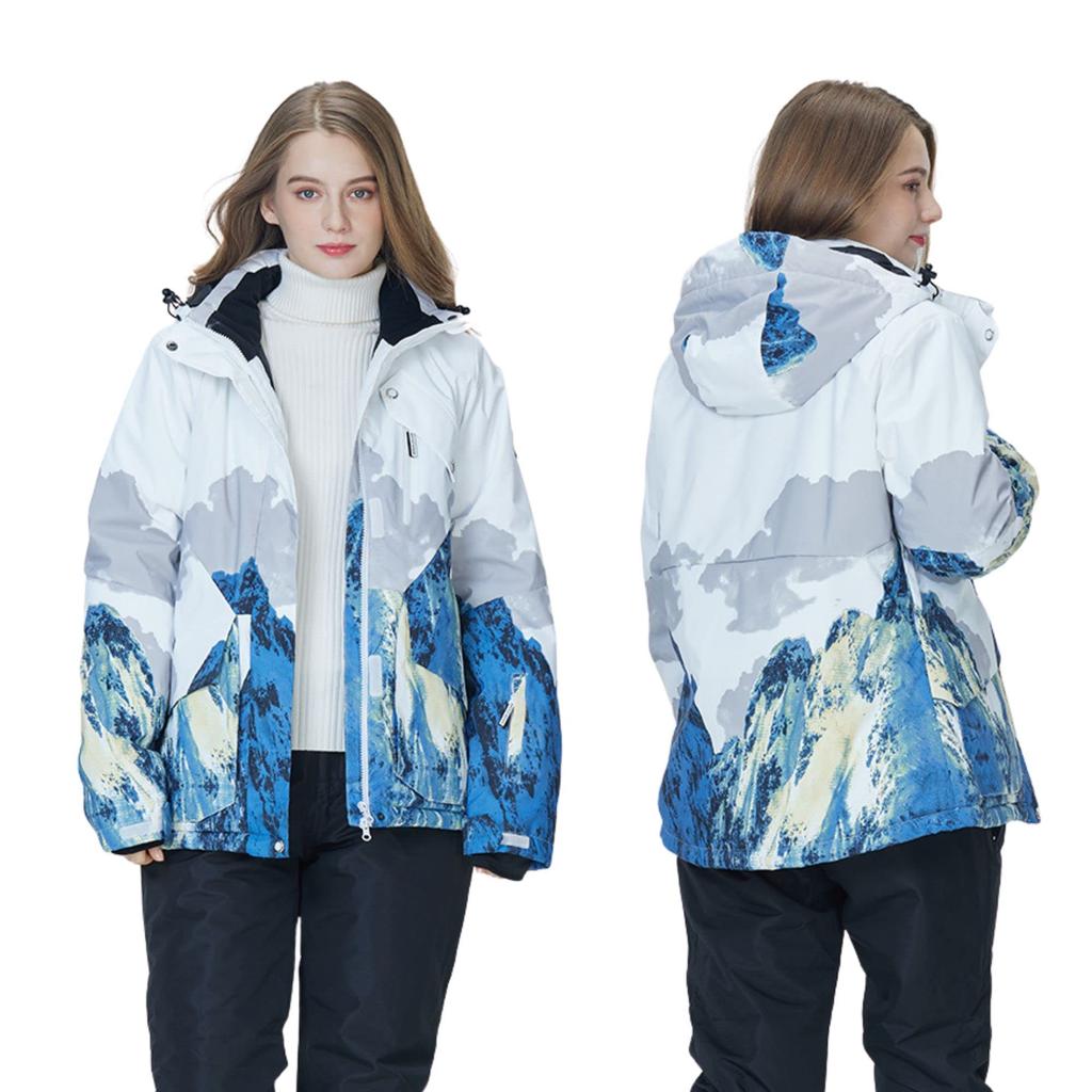 VEROMAN Snowboard and Ski Wear Water Resistant to Snowy Mountain Sizes and Set, 20,000mm, Pattern, S-XXL, Men's Women's (XL, White)