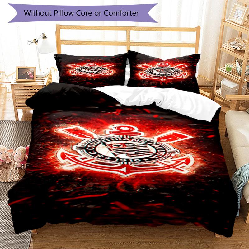 Sport Club Football Crest Printed Pattern Duvet Cover Set – Includes 1 Duvet Cover and 2 Matching Pillowcases Bedroom Decor Christmas Gifts