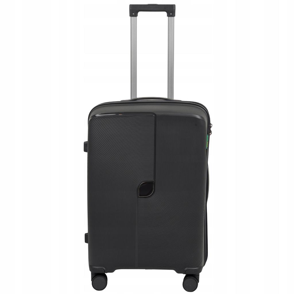 Walizka podróżna średnia ciemnoszara - na kółkach, wytrzymała, stylowa i komfortowa do samolotu wowbag 7918 m dark grey