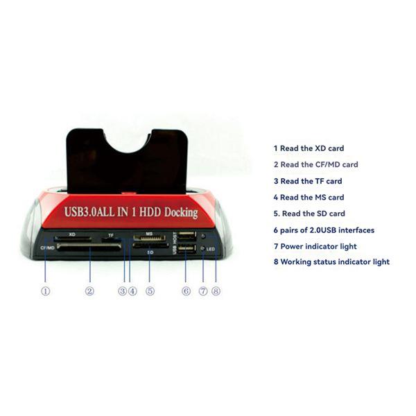 

Red/Black European Standard 220V USB 3.0 IDE/SATA Hard Drive Enclosure, Material: ABS Other