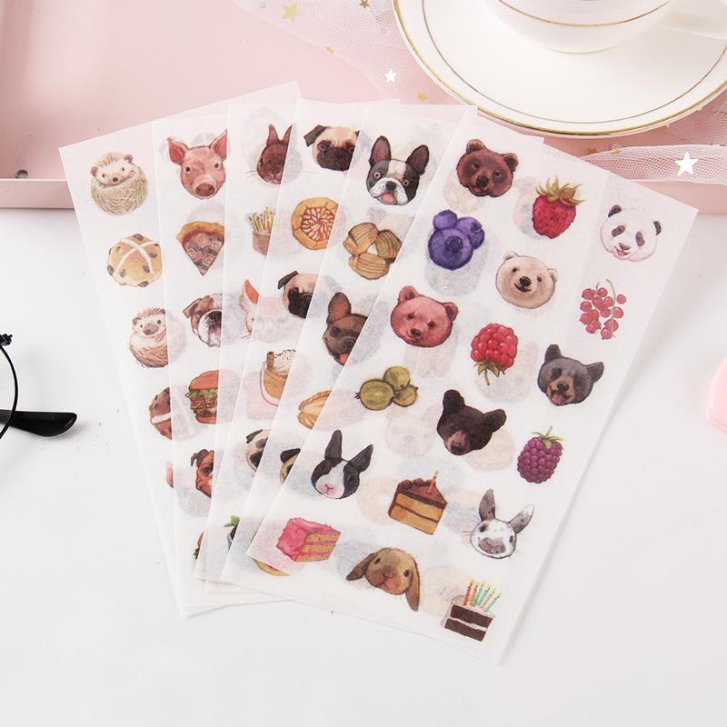 6sheets/set Cute Stickers Flower Cat Butterfly Washi Paper Stickers Pack Scrapbooking Supplies Japanese Kawaii Stationery