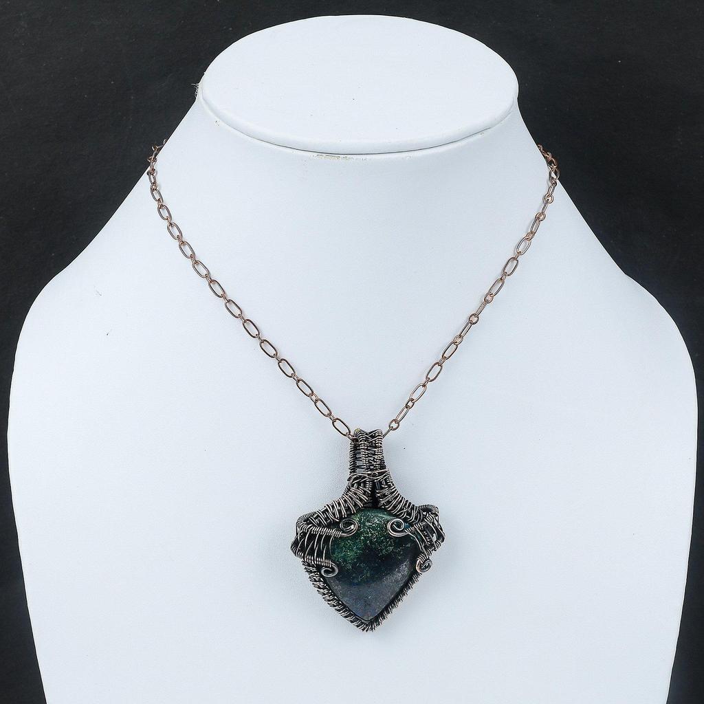Azurite Malachite Copper Pendant Copper Wire Wrapped Pendant Gemstone Jewelry Pendant For Women Handmade Copper Jewelry Best Design Pendant