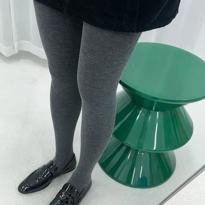 1326 Ribbed 3D Kim Na-young Cha Jung-won Fashion Gray Cotton Tights Stockings