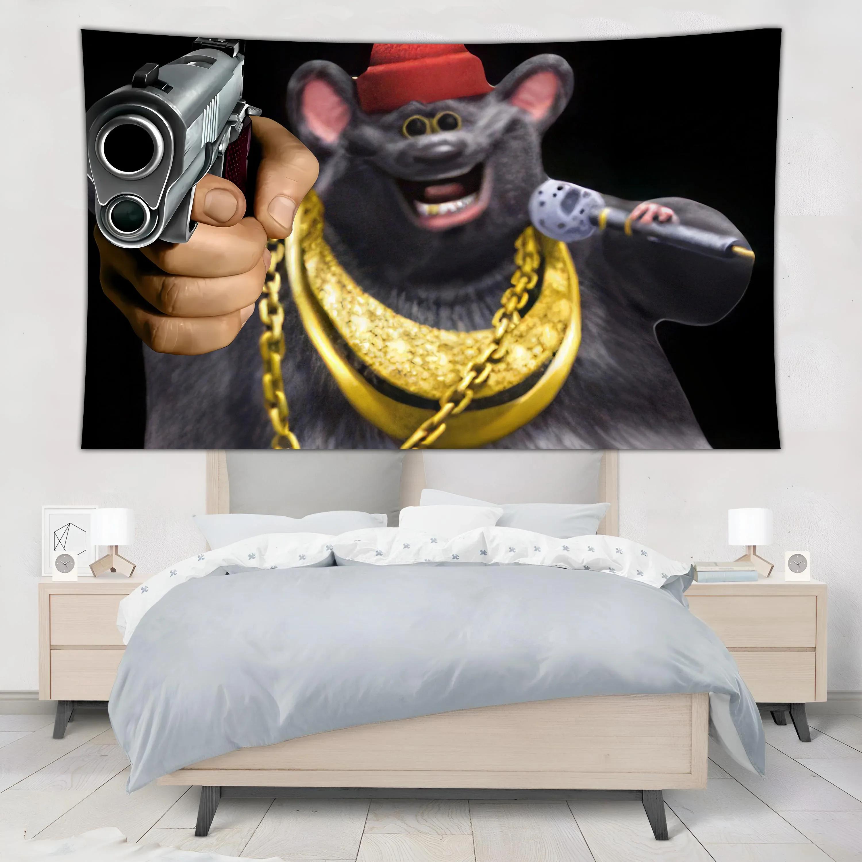 

Biggie Cheese Meme Tapestry Kawaii Anime Mouse Tapestry Wall Hanging Aesthetic Banner Room Decor Lace Christmas 74x94cm(29x37in)