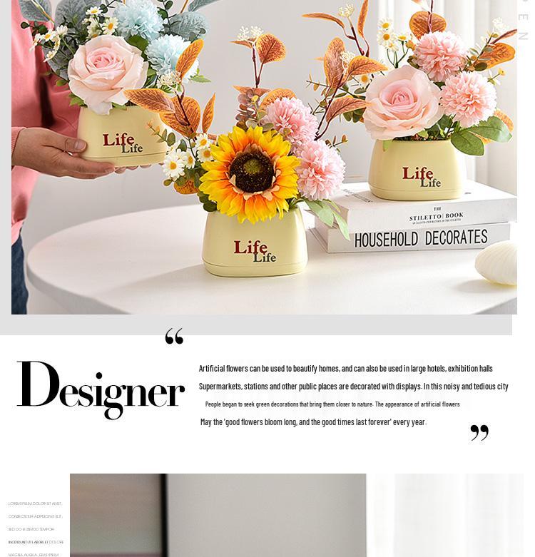 Sunflower Artificial Flower Arrangement - Small Potted Plants & Plastic Bouquets for Living Room and Dining Table Decor