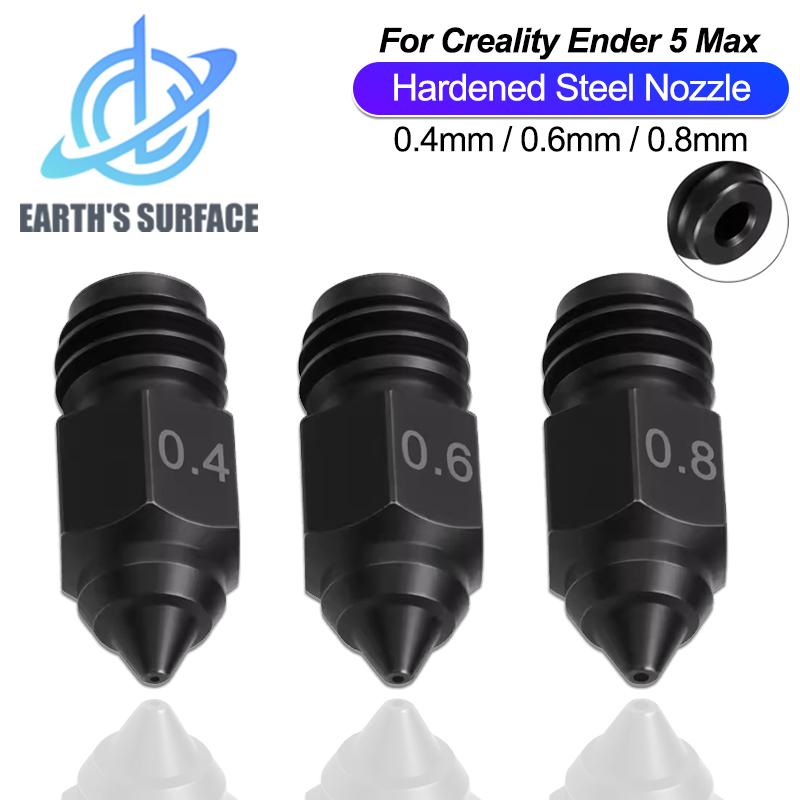 3D Printer Parts for Creality Ender 5 Max Hardened Steel Nozzle 0.4 0.6 0.8mm Hotend Nozzles 450℃ Harden Extruder for Ender5 MAX