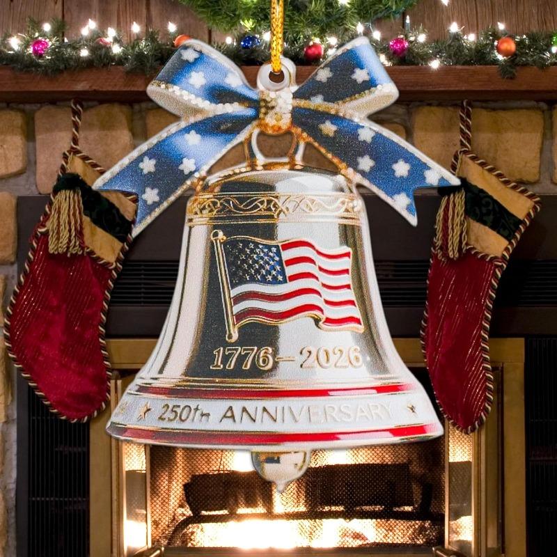 250th Anniversary Commemorative Bell Ornament Flat Acrylic Free Pendant Patriotic Christmas Tree Hanging Decoration Collector