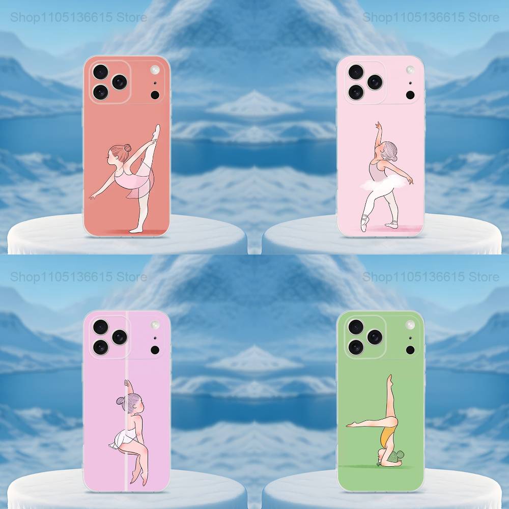 Ballet Art Girl Cute Case For iPhone 17,11,12,13,16,14,15,Pro,Max,Plus,X,XS,XR,SE,Mini Transparent Soft Silicone