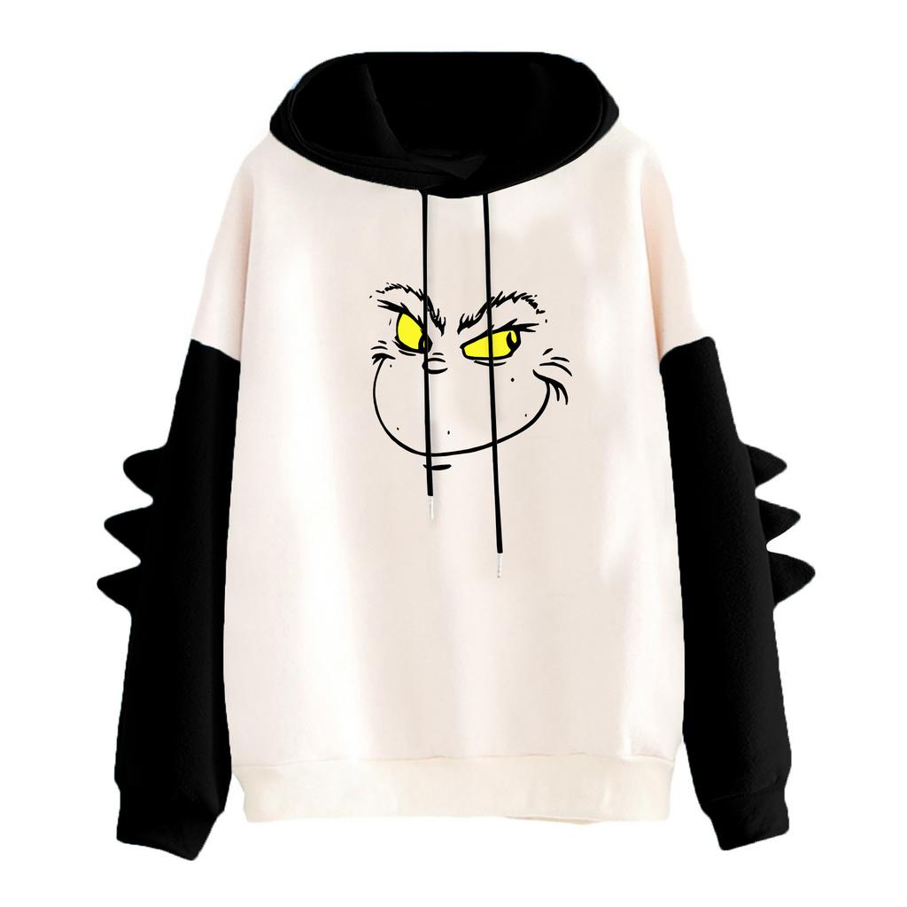 Women's Printed Contrasting Dinosaur Loose Casual Hoodie