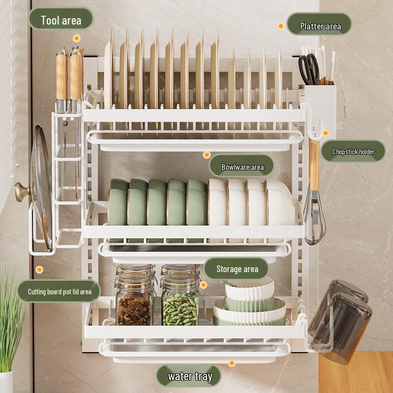 Zhishi 3-laags wandgemonteerd afdruiprek