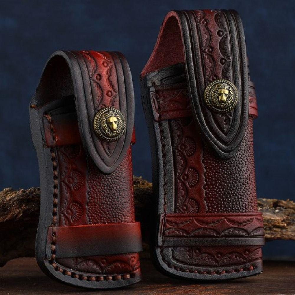 Two Layer Cowhide Scabbard Tool Outdoor Carry Bag Flashlight Belt Loop Camping Equipment Tool