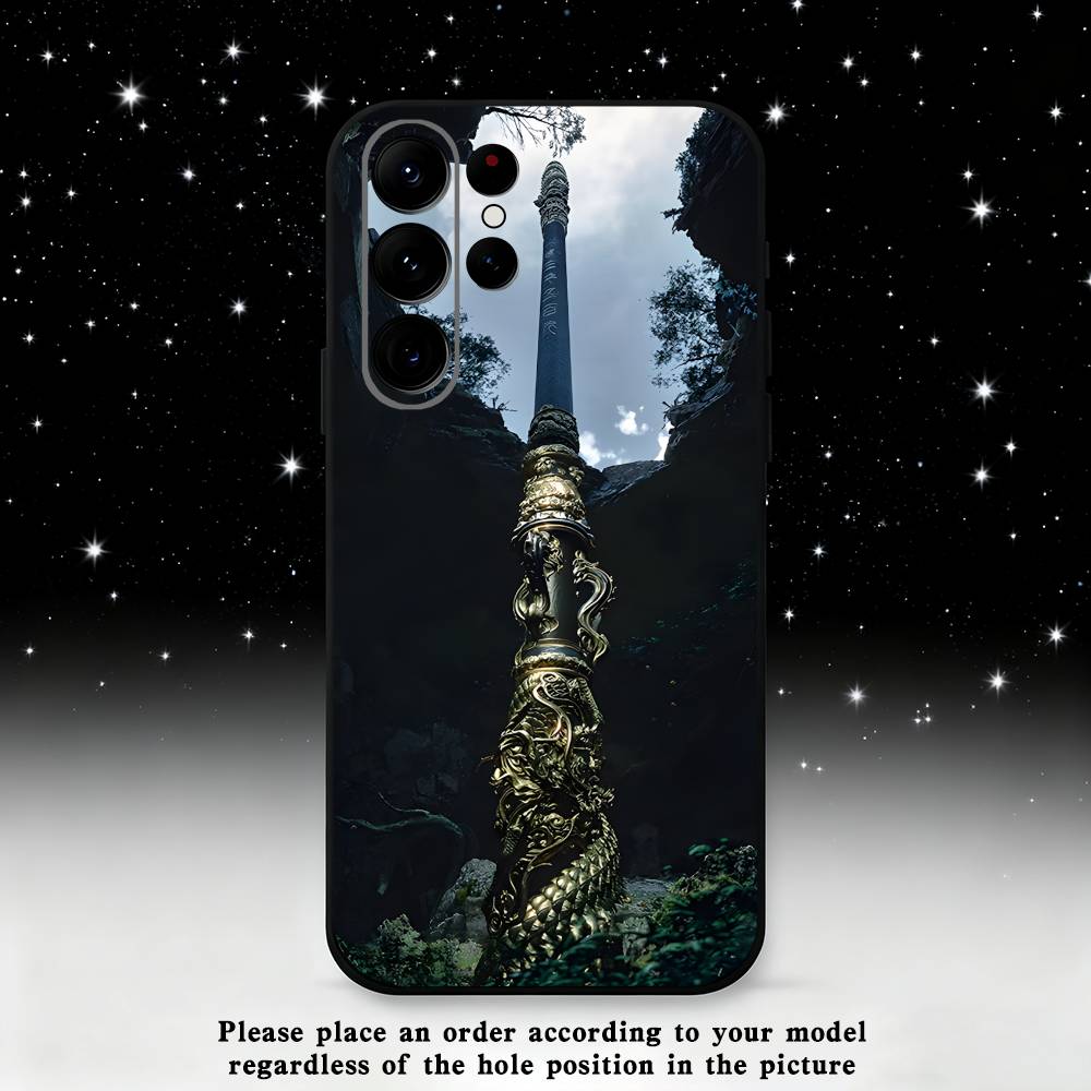 Black Myth Wukong Phone Case For Samsung S25,S24,S23,S22,S21,S20,S10,Ultra,Plus,Lite,FE,Soft Silicone Black Cover