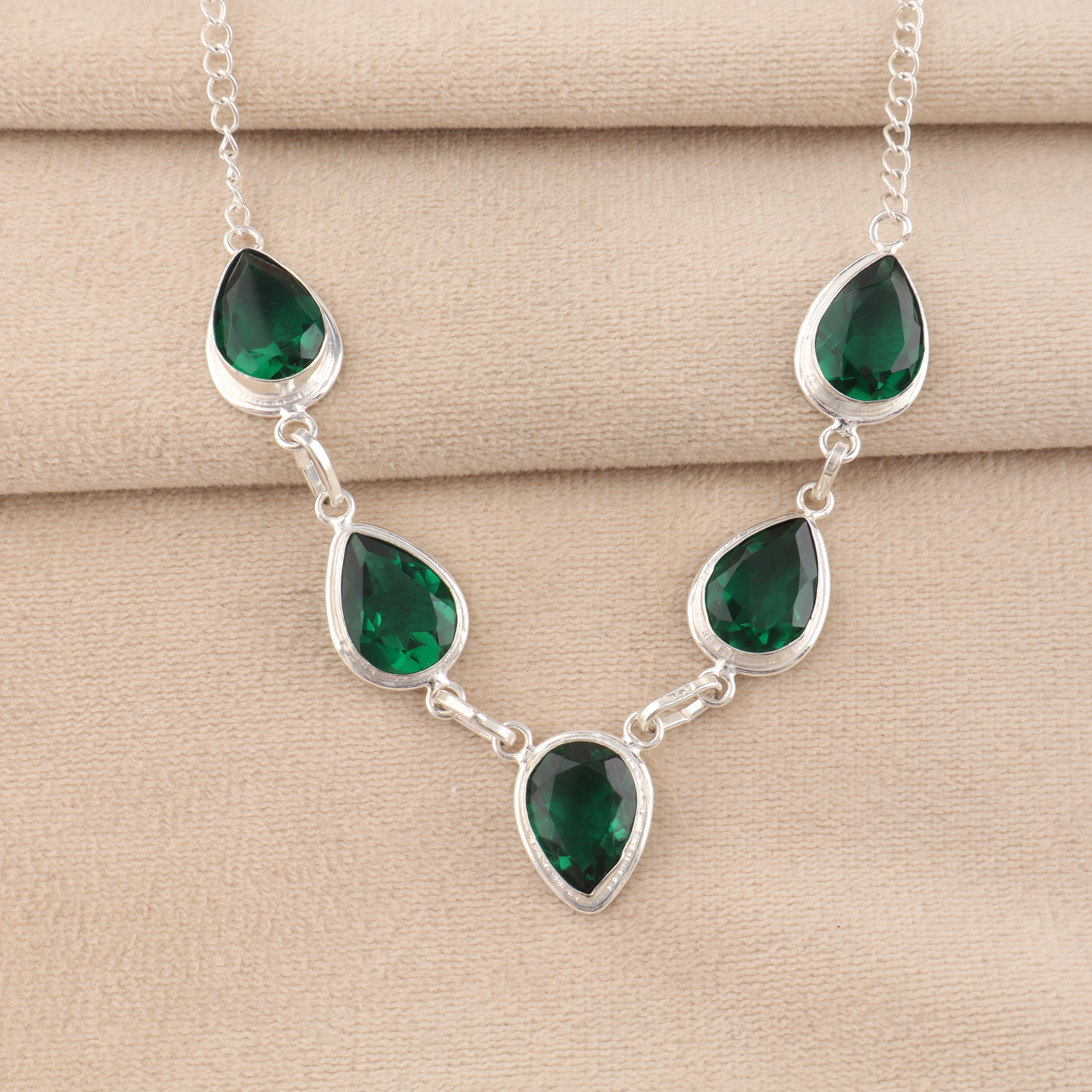 

Хромовый диопсид драгоценный камень серебряное колье 925 стерлинговое серебро ручной работы колье для свадьбы RN-1-1