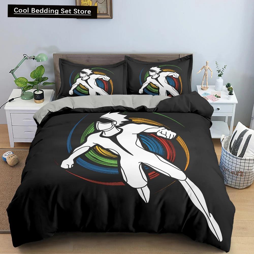 

Sport Player King Queen Duvet Cover Skiing Action Bedding Set Teens Adults Extreme Sport Soft Black 2/3Pcs Polyester Quilt Cover EU Single(135*200cm)3pcs
