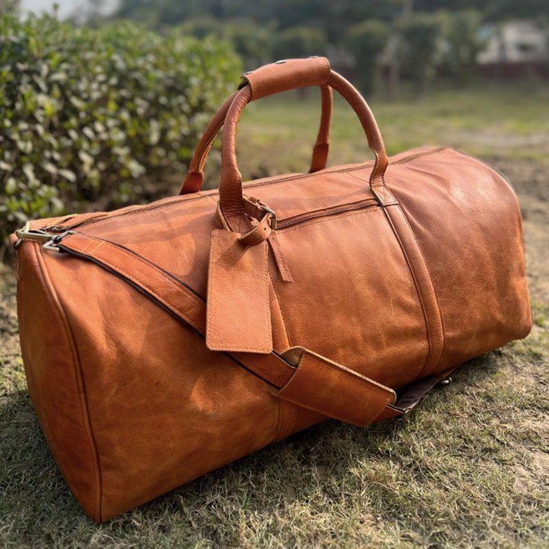 Christmas Day Bags Leather Duffle Bag for Him Leather Weekender Bag Men Leather Duffel Travel Bags Gym Personalized Duffle Holdall Boyfriend