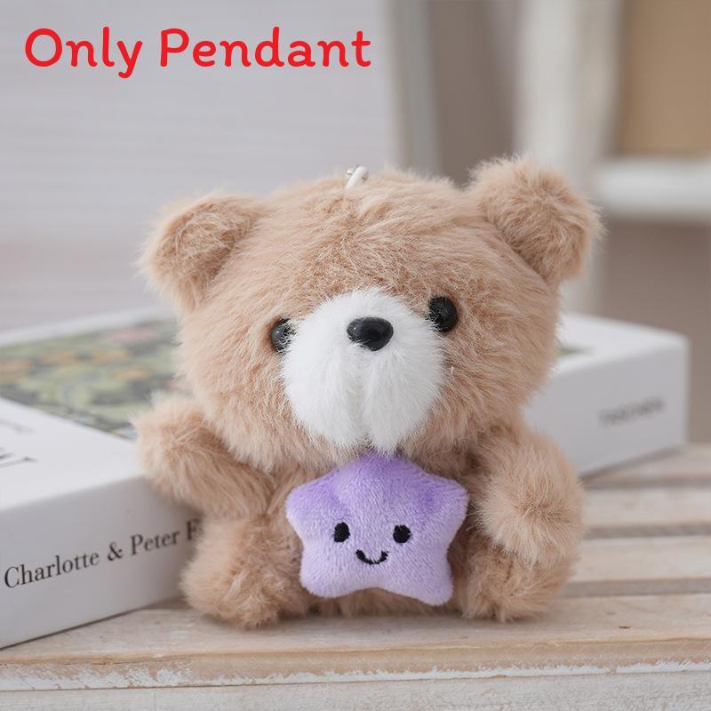 Plush Bear Keychain With Star Bag Pendant For Kids And Gift Use