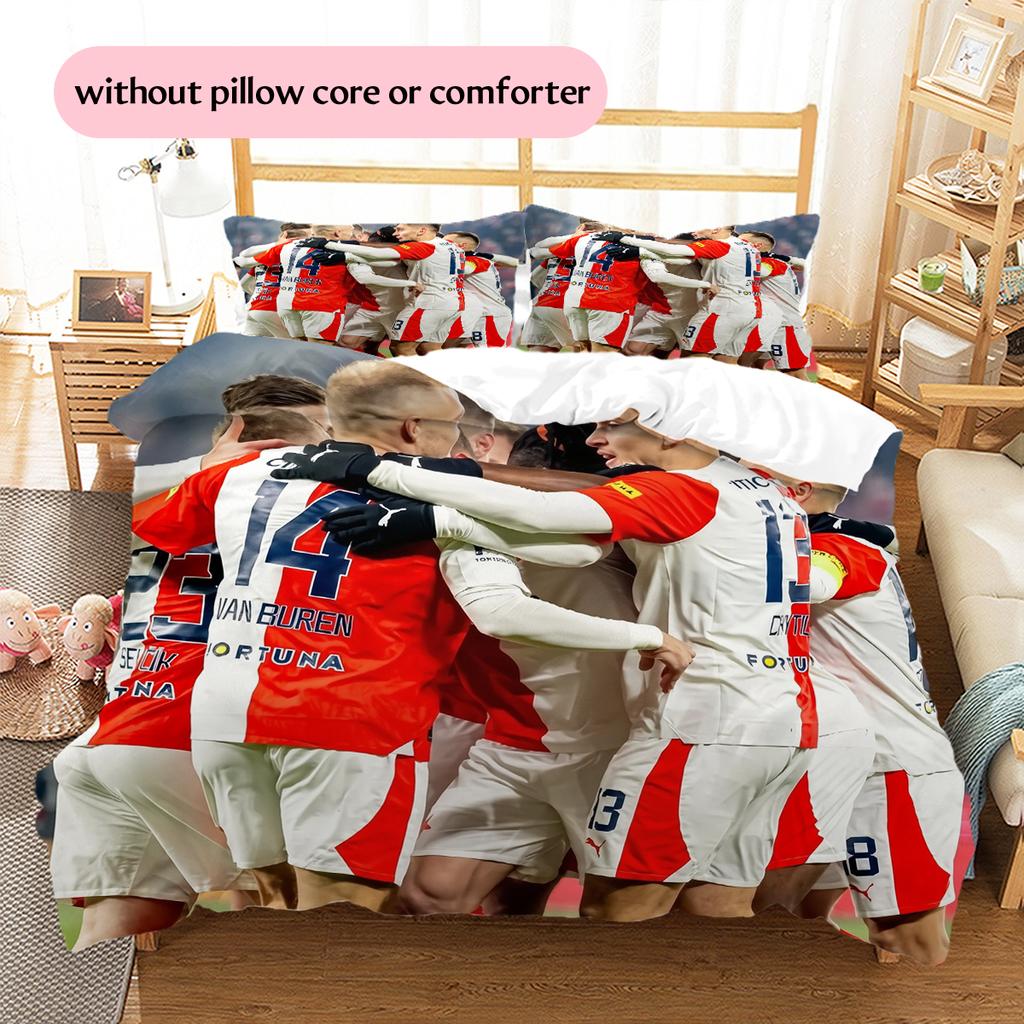 SK Slavia Praha Pattern Bedding Home Decoration Birthday Gift (1 * Duvet Cover + 2 * Pillowcase, Without Core)