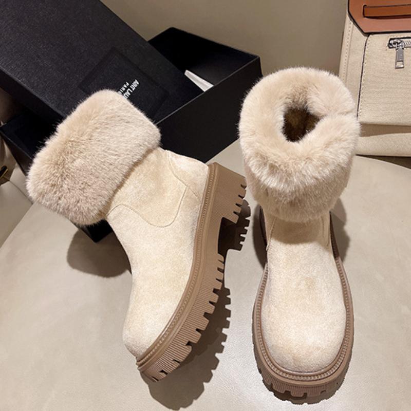 Jesienne i Zimowe Nowe Ciepłe Śniegowce w Dużych Rozmiarach Buty Damskie