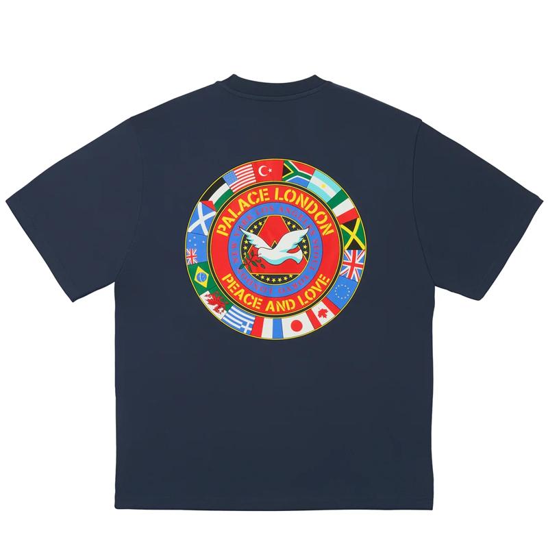 

Palace Nations T-Shirt Navy Unisex Tops Blue P27TS052 XL
