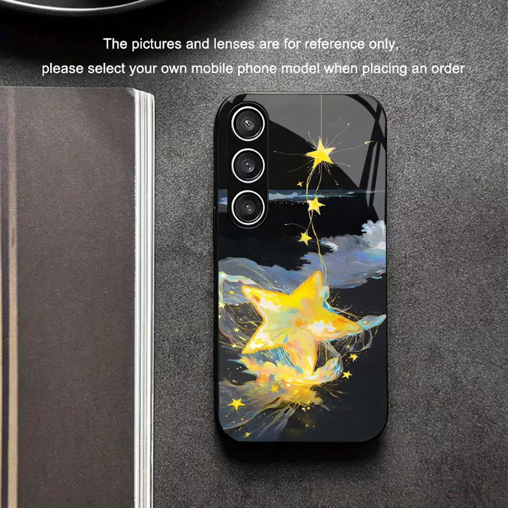 Golden Star Protective Exquisite High-end PhoneCase Glass PhoneCase for Samsung Galaxy S26 S25 S24 S23 S22 S21 FE,Ultra,Plus
