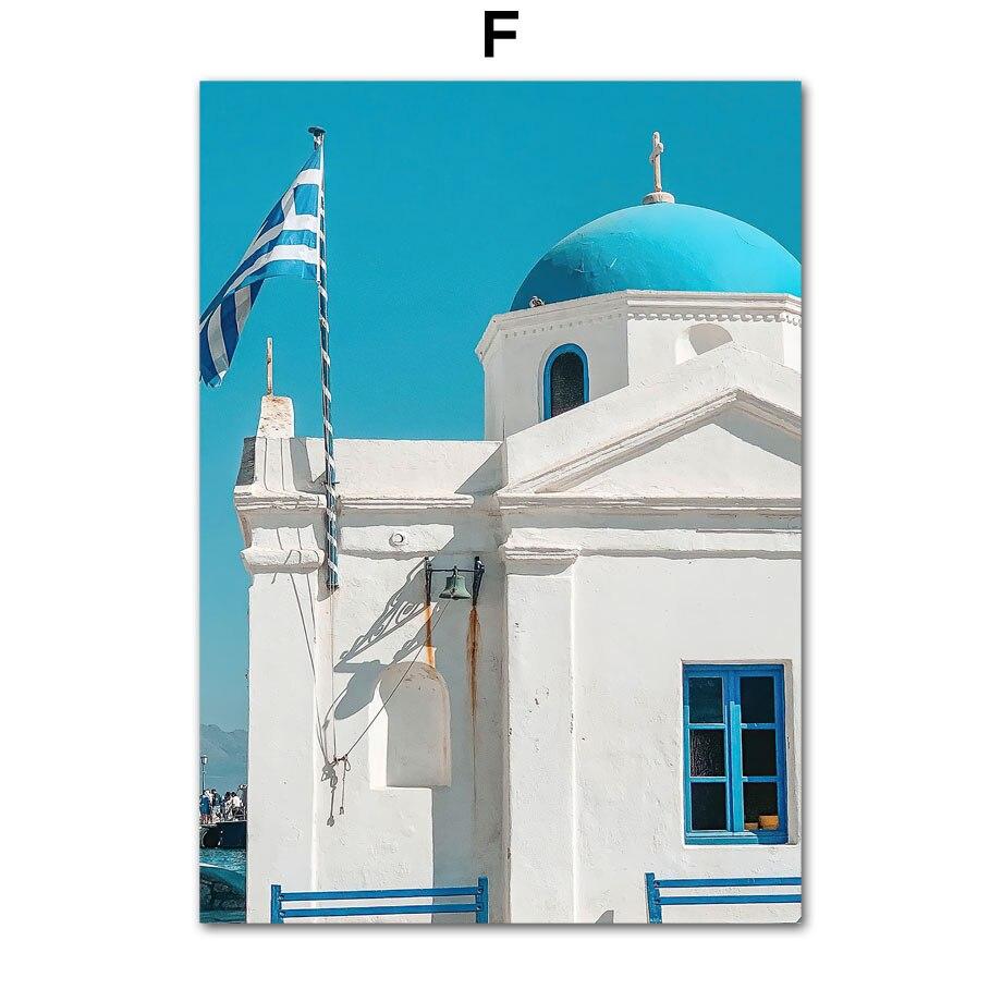 Santorini Ägäis Stadt Skandinavien Blumen Meer NordicPosters Wand Kunst Leinwand Malerei Und Drucke Bilder Für Wohnzimmer Dekor