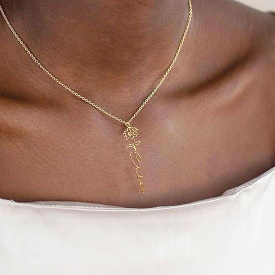 Birth Flower Necklace Women Flower Pendant Necklace Birth Month Flower Necklace Mother's Day Birthday Gift for Mom Sister Best Friend Her