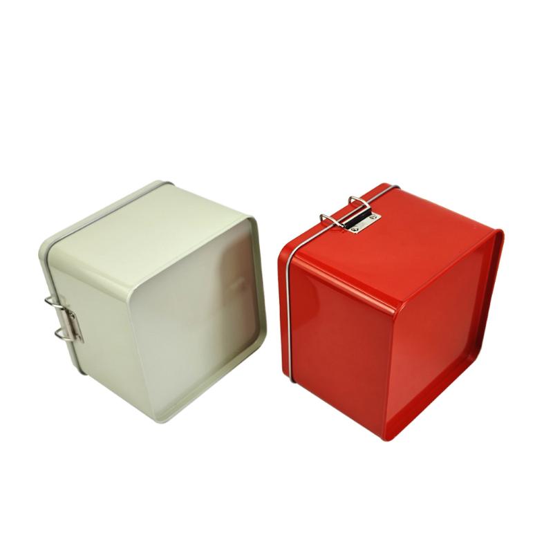 Quadratische Blechdose Keksdose mit Deckel Staubdicht Heimküche Desktop Aufbewahrungsblech Langlebige Schnalle Eisenbox