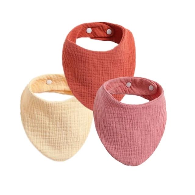 3 stuks Baby Voeding Kwijlslabbetjes Speekseldoek Driehoek Effen Kleur Sjaal Bandana Zacht Katoen Slab Verstelbare Drukknop Boertjesdoek