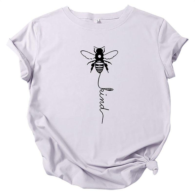 Women's Bee Printed Crew Neck T-shirts Featuring Soft Cotton Fabric For Comfort