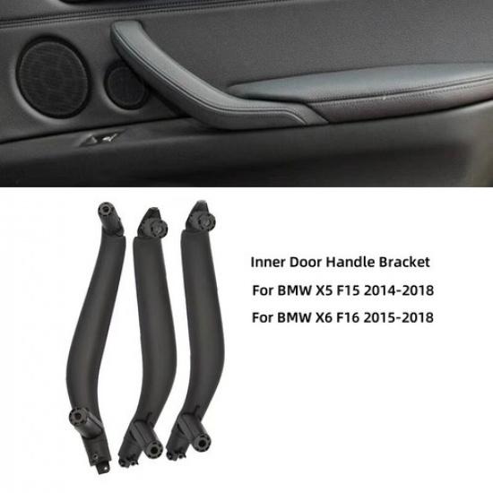 

3X Black Right Inner Door Panel Handle Pull Trim Cover For BMW X5 X6 F15 F16 F85